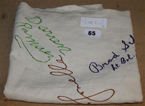 Embroidered autograph table cloth